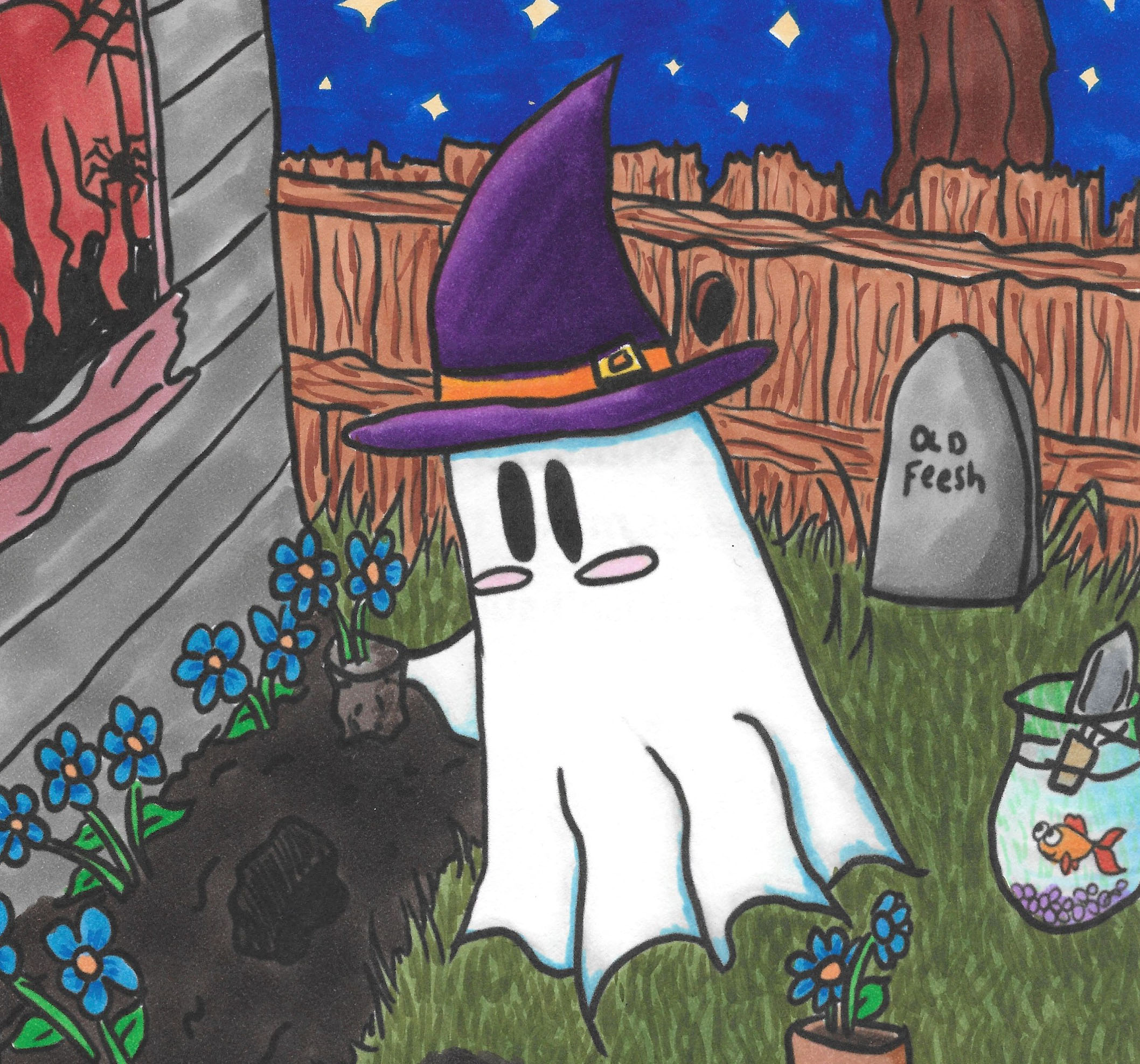 Art from Kurt Spoopyton and the Storybook Adventure featuring Kurt gardening